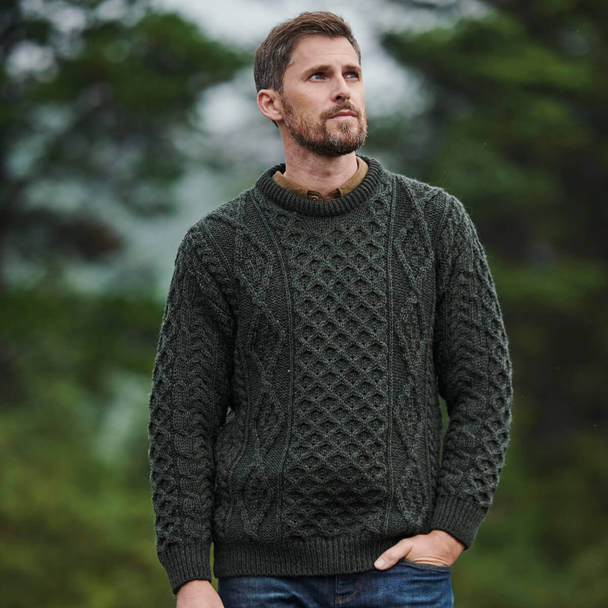 Irish Fishermans Sweater available online at Shop Aran
