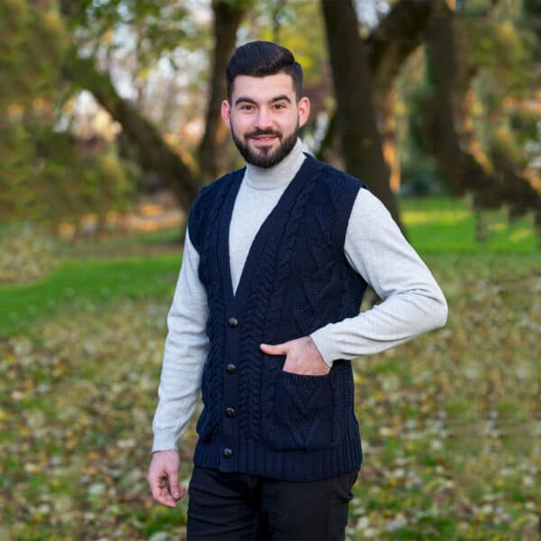 Mens Irish Knit Cardigan Vest